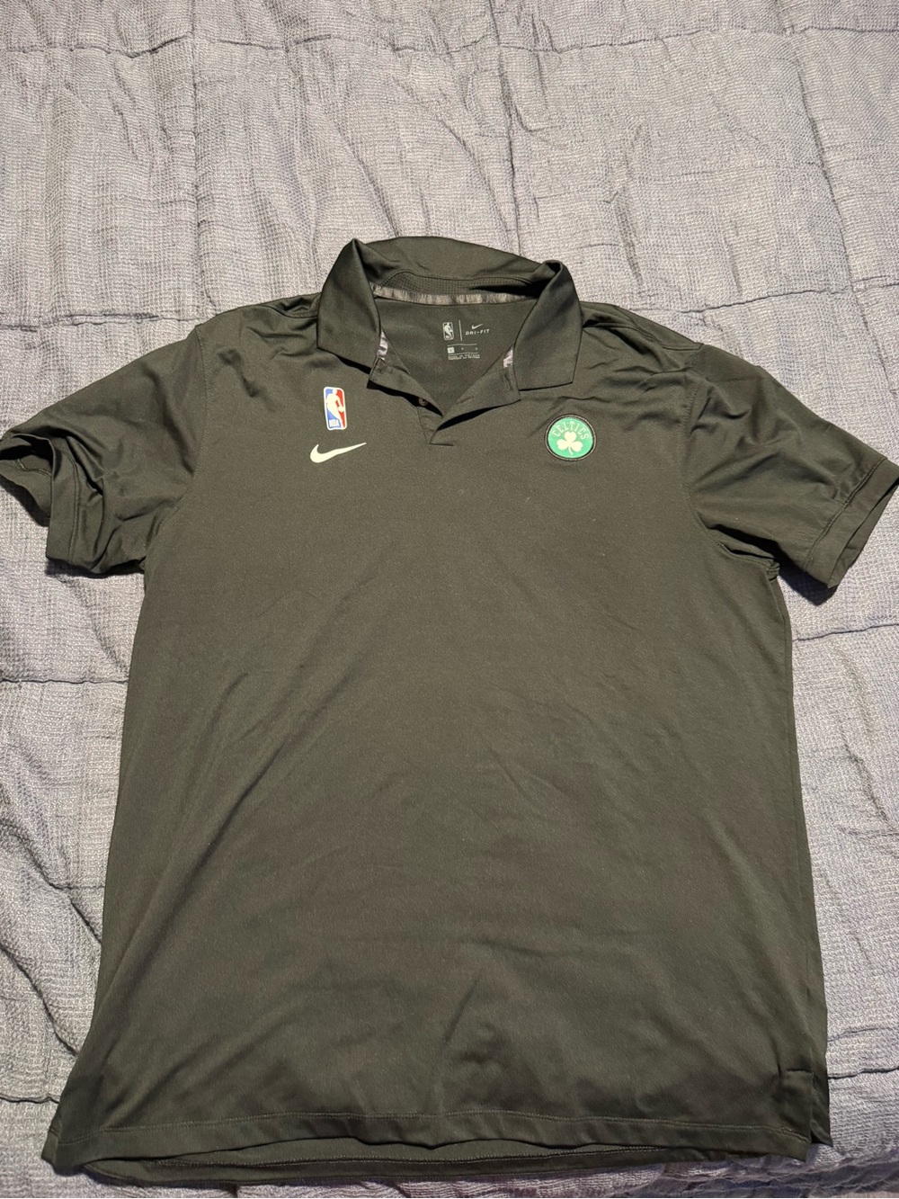 Nike Black Polo with Green Celtics Crest